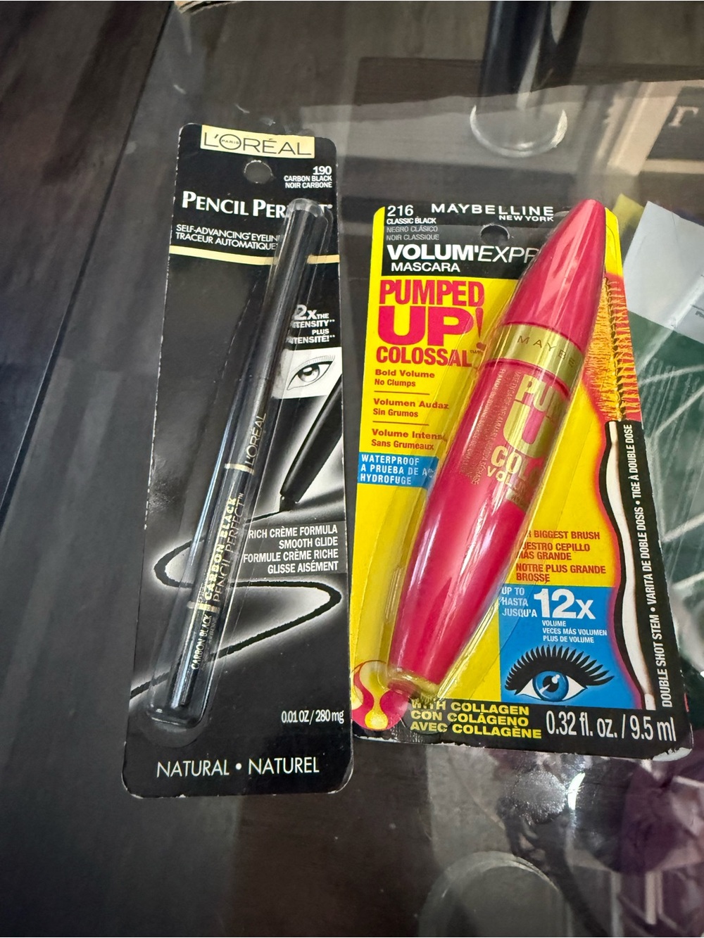 Maybelline & L'Oréal Eye Makeup Duo - Pink Mascara & Black Eyeliner